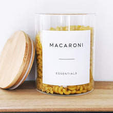 Load image into Gallery viewer, Glass Jar With White Personalised Label And Airtight Natural Bamboo Wood Lid
