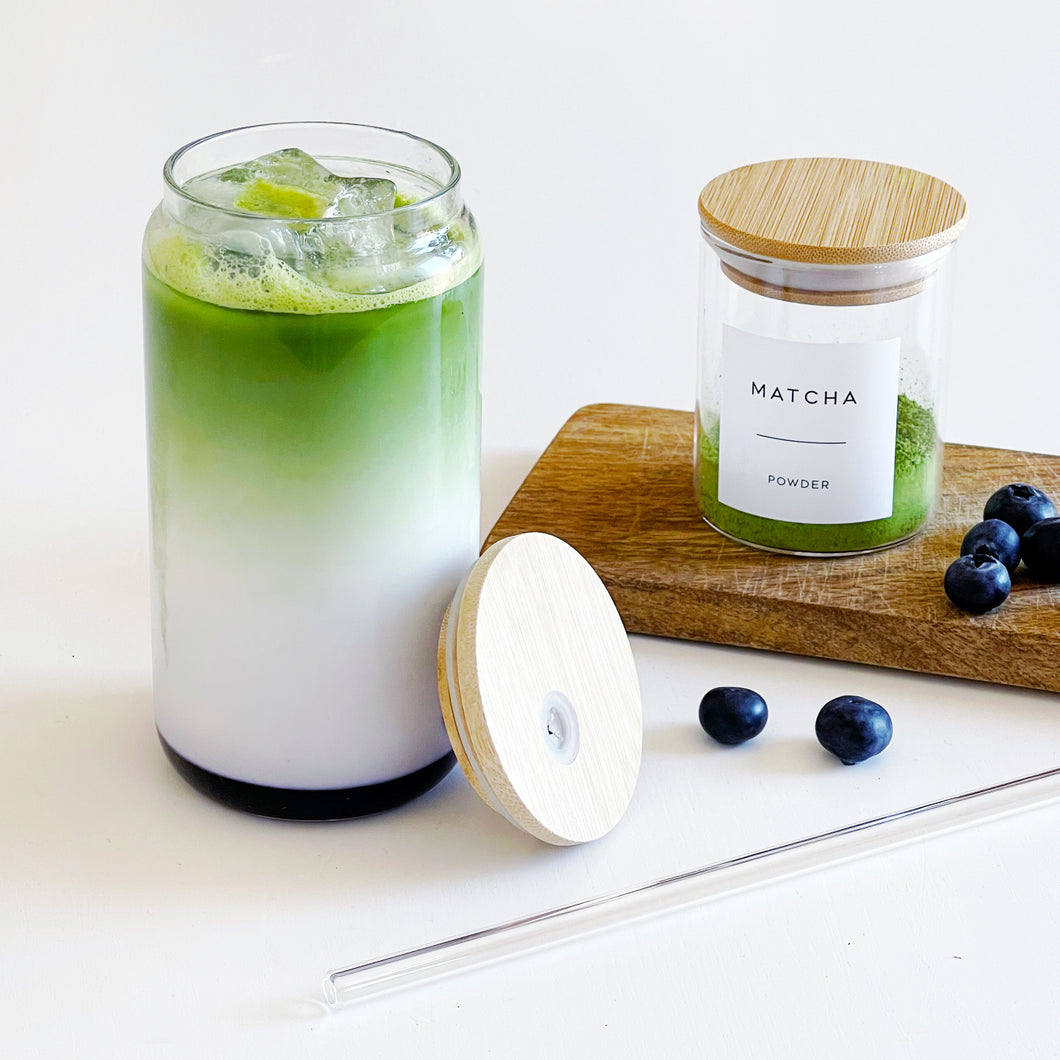 Reusable Glass with Bamboo Lid & Straw