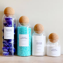Load image into Gallery viewer, Cork Ball Glass Laundry Jar With Waterproof Personalised Label
