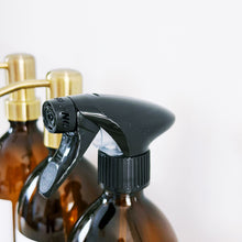Load image into Gallery viewer, Set Of 3 Amber Bottles - Glass Or Plastic - Hands, Dishes And Surfaces - Metal Pump Dispensers &amp; Trigger Spray
