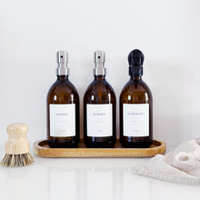 Load image into Gallery viewer, Set Of 3 Amber Bottles - Glass Or Plastic - Hands, Dishes And Surfaces - Metal Pump Dispensers &amp; Trigger Spray (Copy)
