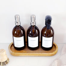 Load image into Gallery viewer, Set Of 3 Amber Bottles - Glass Or Plastic - Hands, Dishes And Surfaces - Metal Pump Dispensers &amp; Trigger Spray (Copy)
