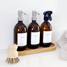 Load image into Gallery viewer, Set Of 3 Amber Bottles - Glass Or Plastic - Hands, Dishes And Surfaces - Metal Pump Dispensers &amp; Trigger Spray (Copy)
