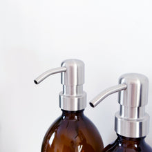 Load image into Gallery viewer, Set Of 3 Amber Bottles - Glass Or Plastic - Hands, Dishes And Surfaces - Metal Pump Dispensers &amp; Trigger Spray (Copy)
