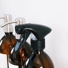Load image into Gallery viewer, Set Of 3 Amber Bottles - Glass Or Plastic - Hands, Dishes And Surfaces - Metal Pump Dispensers &amp; Trigger Spray (Copy)
