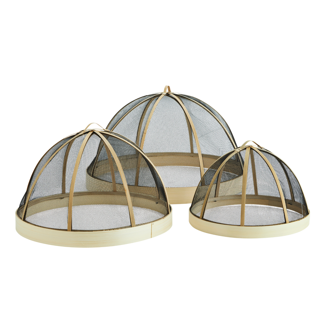 Set Of 3 Bamboo Food Covers
