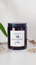 Load and play video in Gallery viewer, Personalised 18th Birthday Candle Gift - Soy Wax - Choice Of Fragrance
