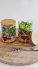 Load and play video in Gallery viewer, Glass Salad Jar With Bamboo Lid
