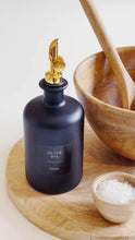 Load and play video in Gallery viewer, Matt Black Glass Oil / Vinegar Pourer Bottle With Black Label
