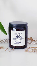 Load and play video in Gallery viewer, Personalised 40th Birthday Candle Gift - Soy Wax - Choice Of Fragrance
