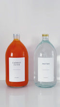 Load and play video in Gallery viewer, Clear Glass Bottle With Screw Lid &amp; Personalised Waterproof Label
