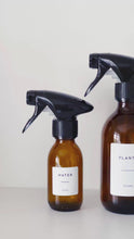 Load and play video in Gallery viewer, Amber Glass Or Plastic Spray Bottle With Personalised Label

