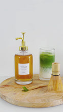 Load and play video in Gallery viewer, Clear Glass Syrup Bottle With Gold Pump Dispenser
