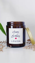 Load and play video in Gallery viewer, Personalised Birthday Candle Gift - Soy Wax - Choice Of Fragrance
