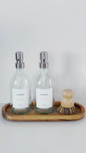 Load and play video in Gallery viewer, Set Of 2 Clear Bottles - Glass Or Plastic - Hands &amp; Dishes - Silver Metal Pumps
