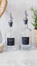 Load and play video in Gallery viewer, Chunky Glass Oil/Vinegar Pourer Bottle With Black Label
