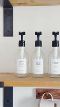 Load and play video in Gallery viewer, Clear Glass Syrup Dispenser Bottle With White Personalised Label And Plastic Pump
