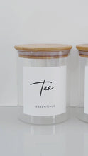 Load and play video in Gallery viewer, Set Of 3 Glass &amp; Bamboo Jars - Tea, Coffee &amp; Sugar
