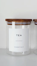 Load and play video in Gallery viewer, Set Of 3 Glass &amp; Acacia Jars - Tea, Coffee &amp; Sugar
