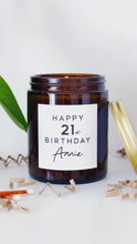 Load and play video in Gallery viewer, Personalised 21st Birthday Candle Gift - Soy Wax - Choice Of Fragrance
