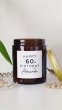 Load and play video in Gallery viewer, Personalised 60th Birthday Candle Gift - Soy Wax - Choice Of Fragrance
