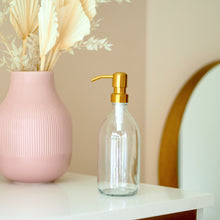Load image into Gallery viewer, Clear Glass Dispenser Bottle With Metal Pump
