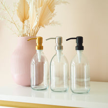 Load image into Gallery viewer, Clear Glass Dispenser Bottle With Metal Pump
