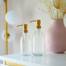 Load image into Gallery viewer, Clear Glass Dispenser Bottle With Metal Pump

