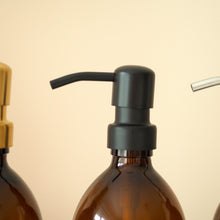 Load image into Gallery viewer, Amber Glass Or Plastic Dispenser Bottle With Metal Pump
