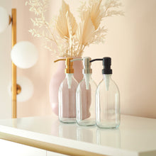 Load image into Gallery viewer, Clear Glass Dispenser Bottle With Metal Pump
