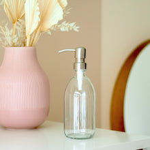 Load image into Gallery viewer, Clear Glass Dispenser Bottle With Metal Pump
