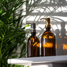 Load image into Gallery viewer, Amber Glass Or Plastic Dispenser Bottle With Metal Pump
