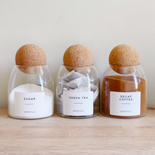 Load image into Gallery viewer, Cork Ball Glass Jar With Waterproof Personalised Label
