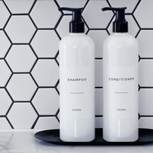 Load image into Gallery viewer, White Plastic Dispenser Bottle With White Personalised Label And Plastic Pump
