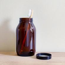 Load image into Gallery viewer, Refillable Tall Amber Glass Jar With Optional Stamped Personalised Label
