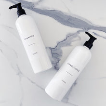 Load image into Gallery viewer, White Plastic Dispenser Bottle With White Personalised Label And Plastic Pump
