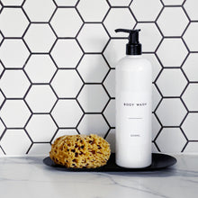 Load image into Gallery viewer, White Plastic Dispenser Bottle With White Personalised Label And Plastic Pump
