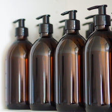 Load image into Gallery viewer, Amber Dispenser Bottle With Black Plastic Pump
