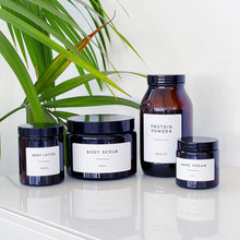 Load image into Gallery viewer, Reusable Amber Glass Jar With White Personalised Label
