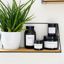 Load image into Gallery viewer, Reusable Amber Glass Jar With White Personalised Label
