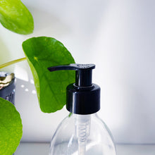 Load image into Gallery viewer, Clear Glass Dispenser Bottle With White Personalised Label And Plastic Pump
