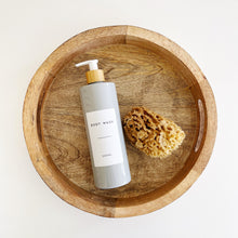 Load image into Gallery viewer, Grey Plastic Dispenser Bottle With White Personalised Label And Bamboo Pump
