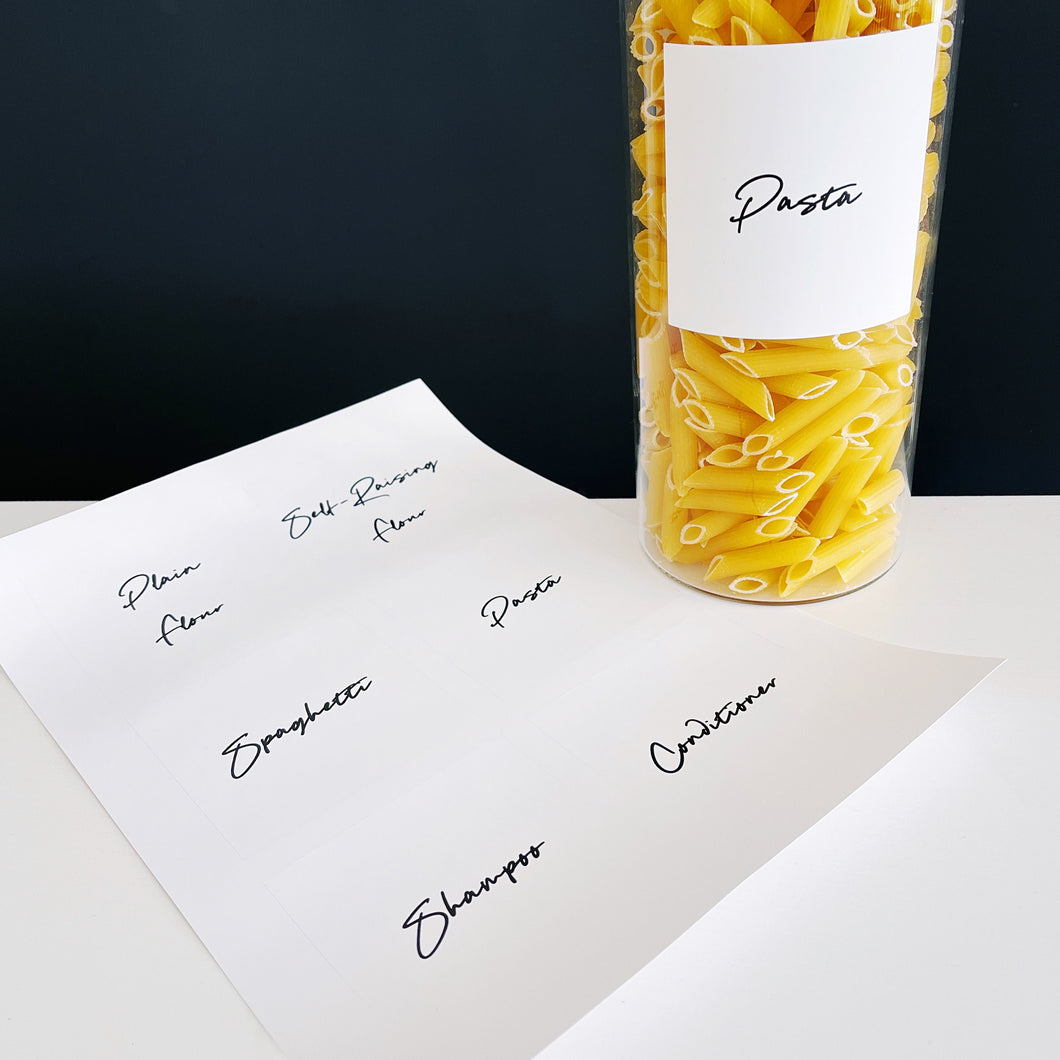 8cm x 8cm Square White Script Font Waterproof Custom Labels
