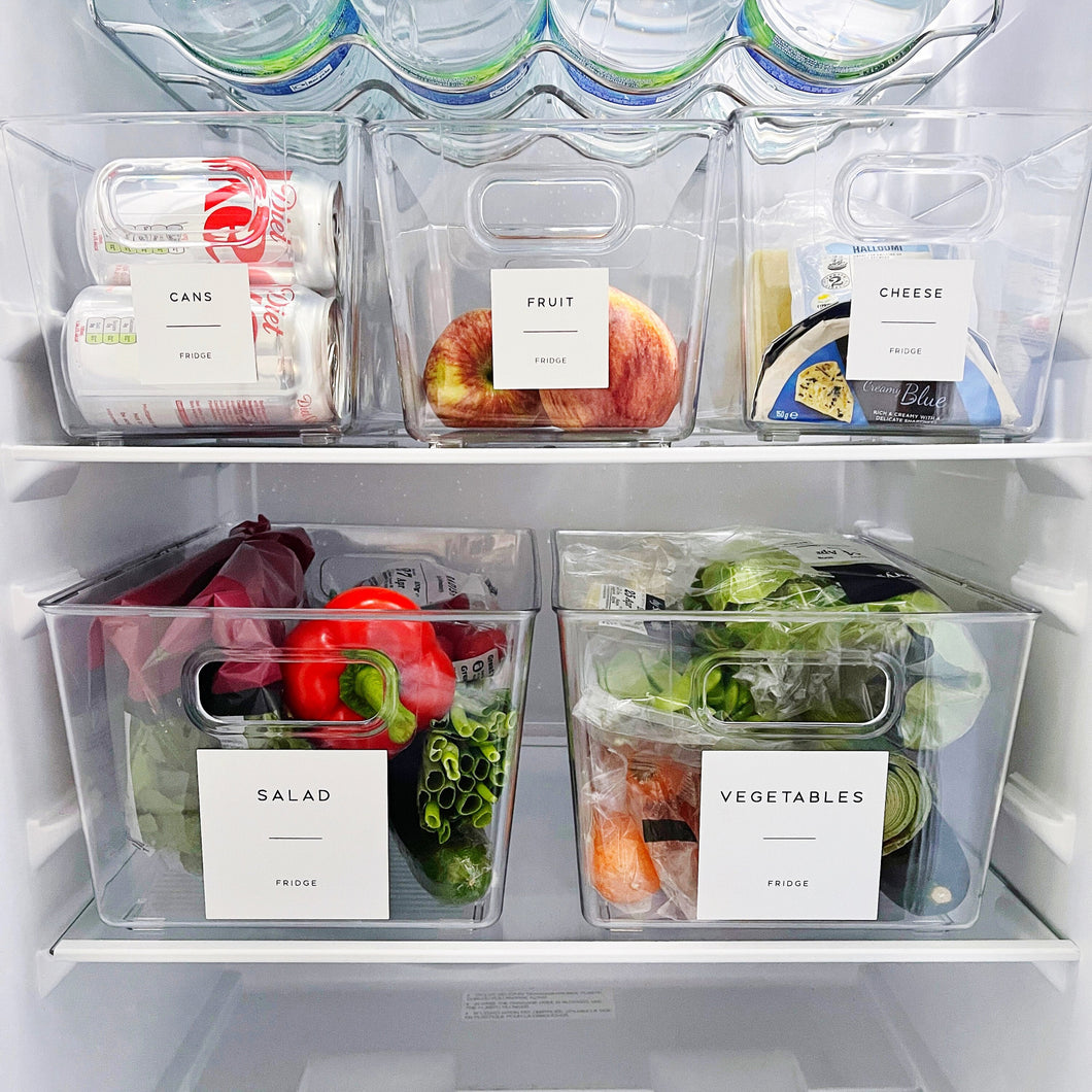 Fridge Storage Container With White Personalised Waterproof Label