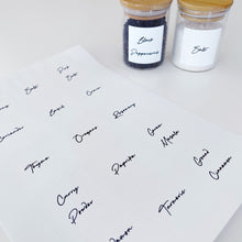 Load image into Gallery viewer, 5cm x 5cm Square White Script Font Waterproof Custom Labels
